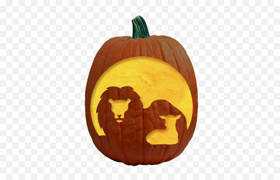 Download Lion And Lamb Pumpkin Carving Patterns 132619 - Faith Pumpkin Carving Patterns Emoji,Pumpkin Outline Png