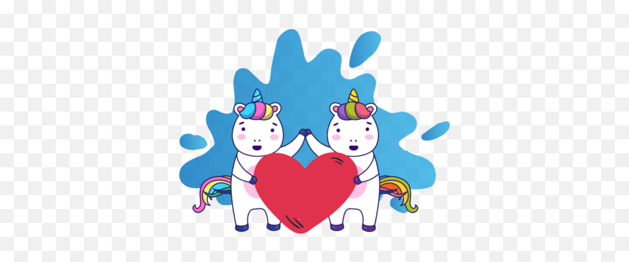 Valentine Unicorn Couple With Love - Happy Emoji,Unicorn Silhouette Clipart