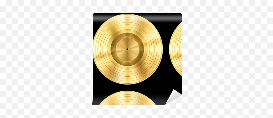 Gold Record Music Disc Award Isolated On Black Wallpaper Emoji,Gold Record Png