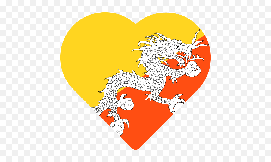Vector Country Flag Of Bhutan - Heart Vector World Flags Bhutan Flag Round Emoji,Bt Logos