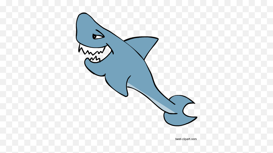 Free Cute Cartoon Shark Clip Art - Animals That Stay In Water Clipart Emoji,Sea Animals Clipart