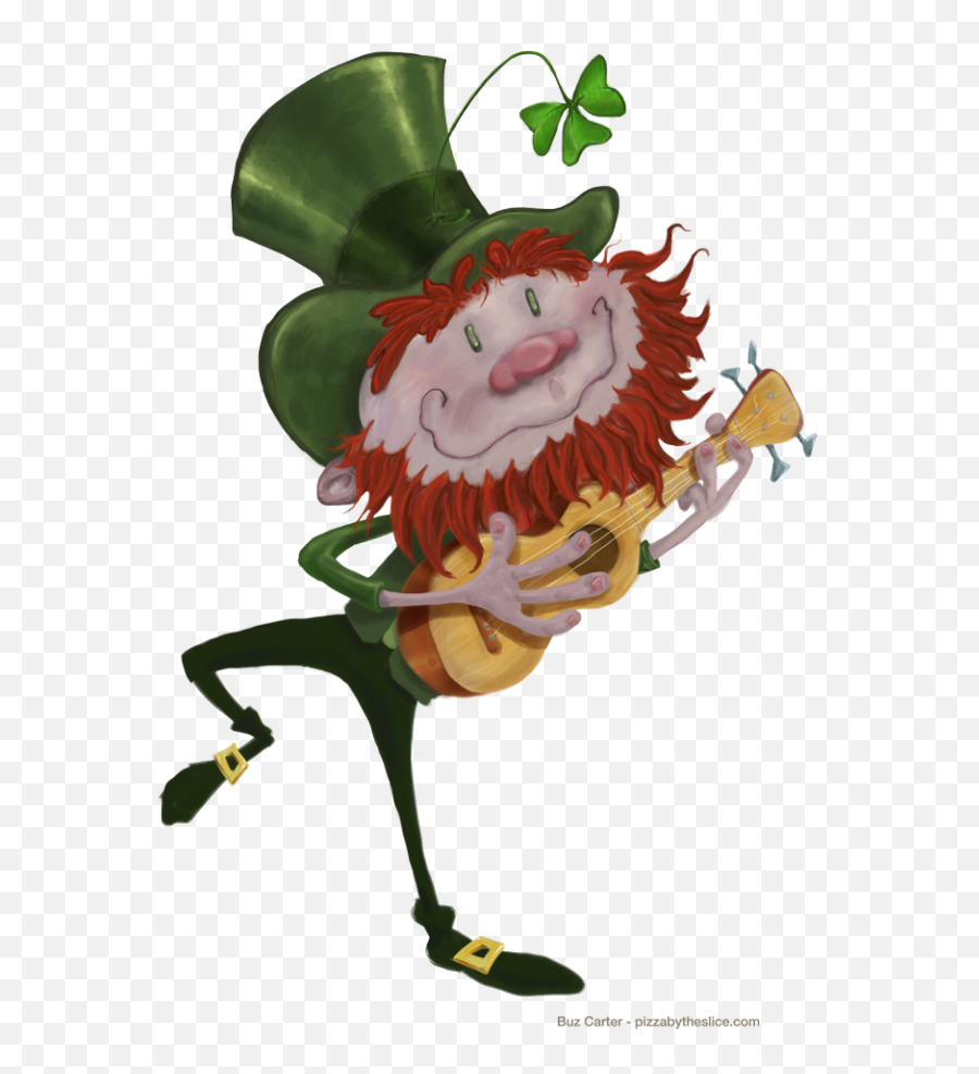 Leprechaun Dancing With His Ukulele - Transparent Background Leprechaun Lucky Emoji,Ukulele Clipart