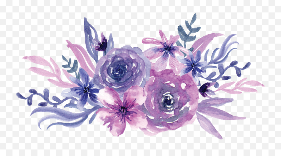 Watercolor Painting Flower Purple - Watercolor Purple Unicorn Face Waterslide Emoji,Purple Flower Clipart
