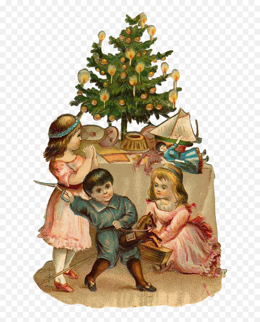 Vintage Victorian Christmas Die - Victorian Children Christmas Tree Emoji,Vintage Christmas Clipart