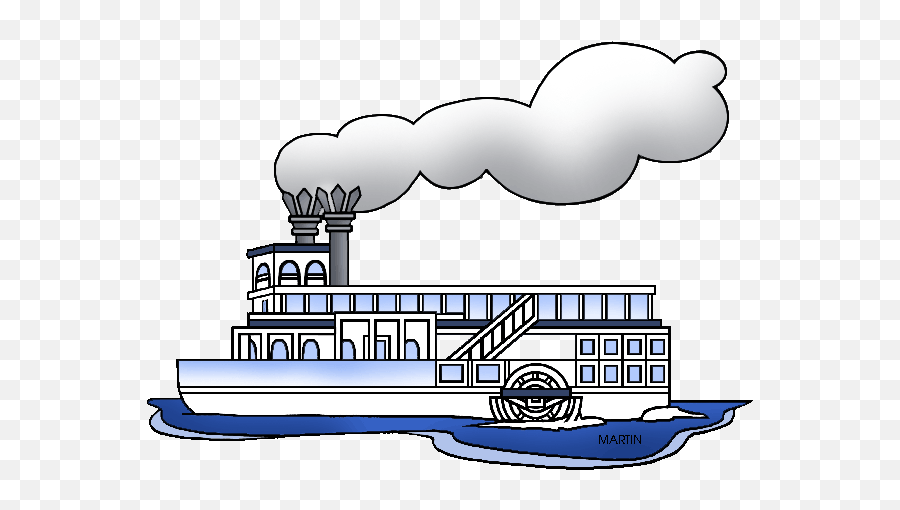 United States Clip Art By Phillip Martin Steamboat On The - Steamboat Clipart Emoji,Louisiana Clipart