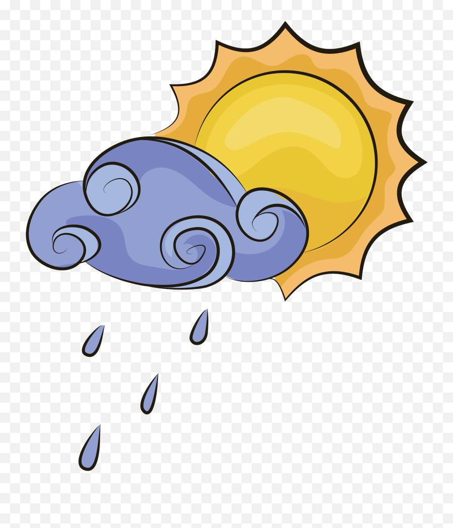 Sun And Rainy Cloud Clipart - Rain And Sun Clipart Emoji,Cloud Clipart