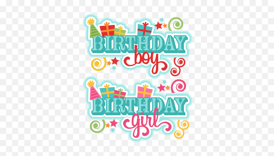 Birthday Titles Svg Scrapbook Cut File Cute Clipart Files Emoji,Boy Girl Clipart