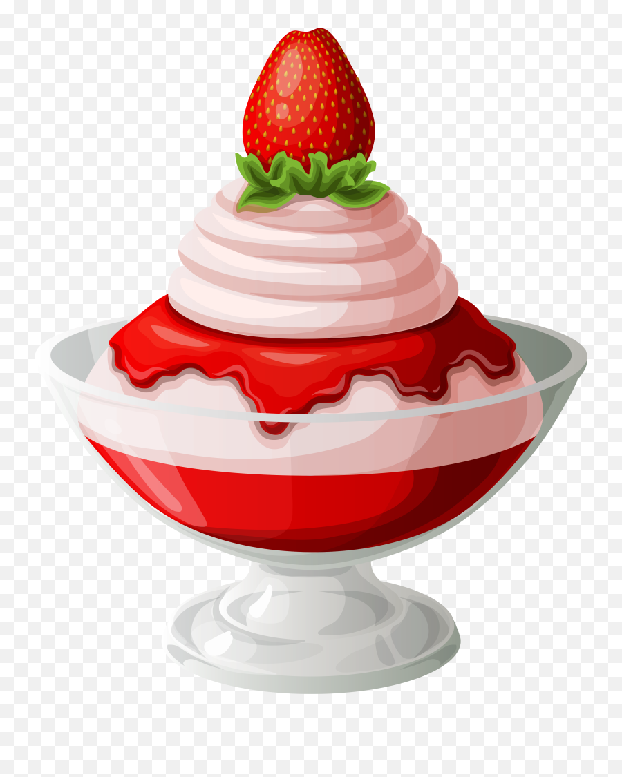 Strawberry Ice Cream Sundae Transparent - Strawberries And Cream Ice Cream Clipart Emoji,Ice Cream Sundae Clipart