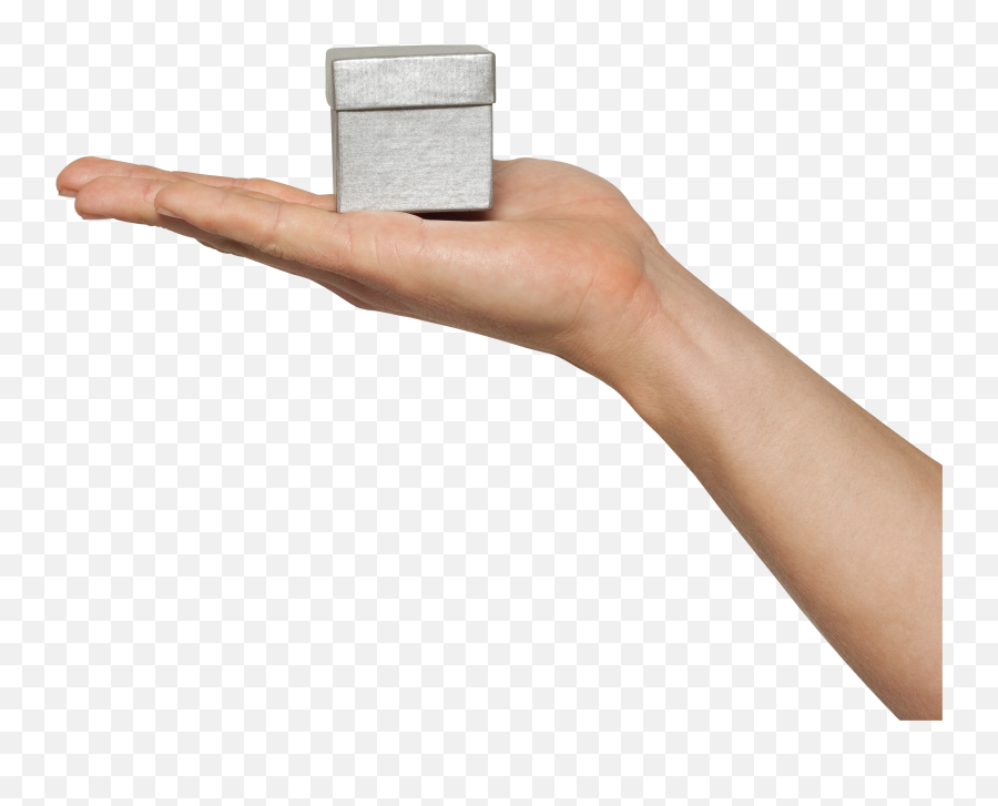 Small Box In Hand Full Size Png Download Seekpng - Hand With Gift Png Emoji,Hand Grabbing Png