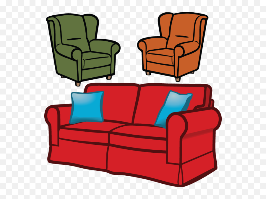 523 Furniture - Sofa Set Line Art Emoji,Sofa Clipart