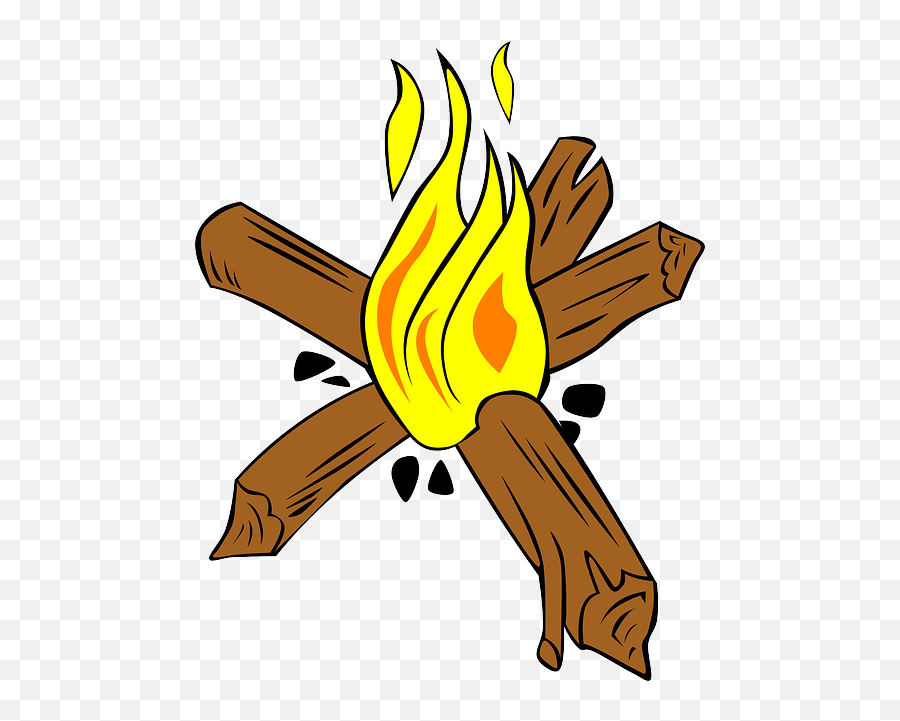 Download Hd Cartoon Fire With Wood - Star Fire For Camping Star Campfire Clip Art Emoji,Cartoon Fire Png