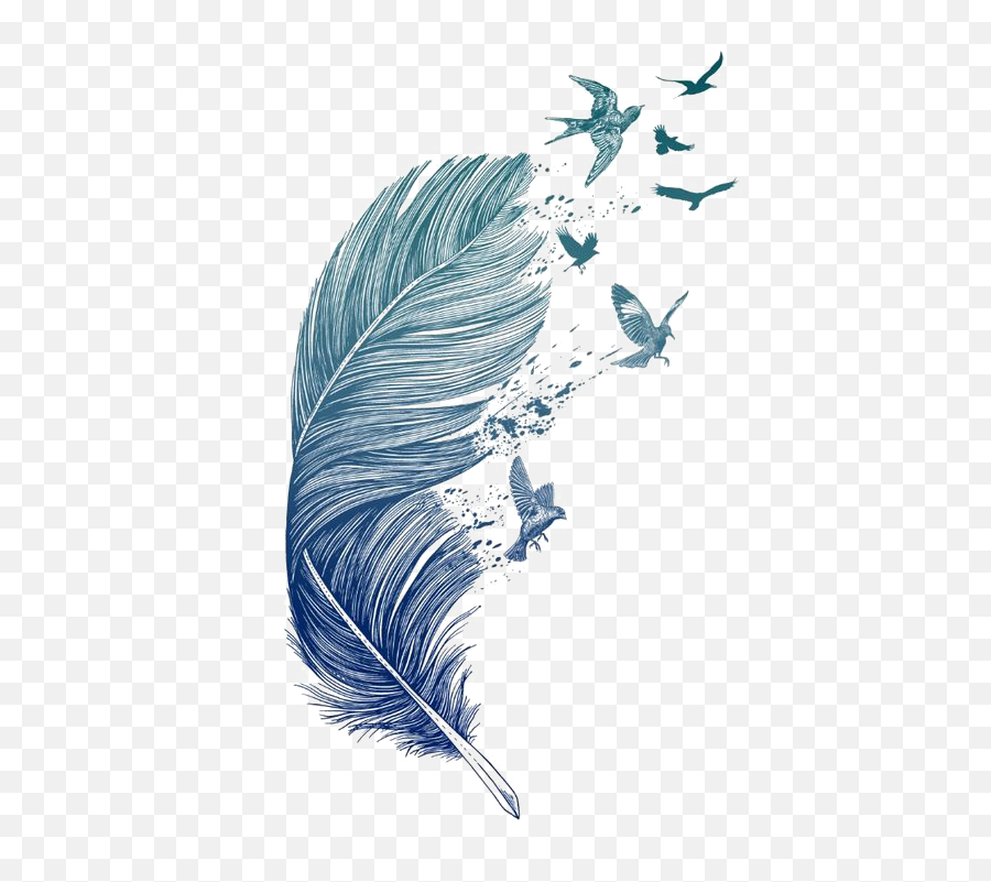 Blue Tattoo Printmaking Printing Feather Bird Clipart - Bohemian Feathers Emoji,Flying Bird Clipart