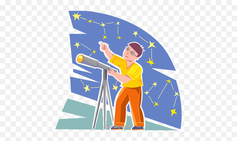 Young Astronomer Looking At The Stars Royalty Free Vector - Constellations In Clip Art Emoji,Teenager Clipart