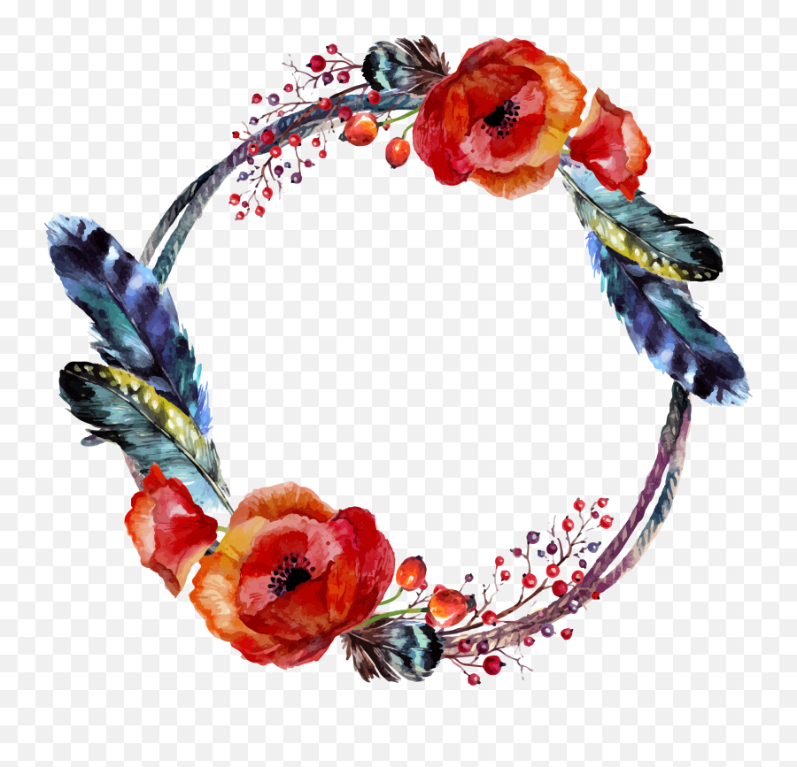 Boho Flower Wreath Png Clipart - Full Size Clipart 5695455 Transparent Background Boho Wreath Emoji,Flower Wreath Clipart
