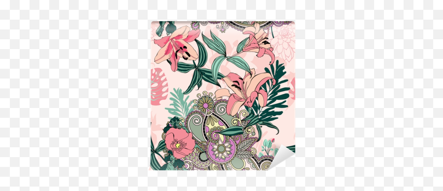 Original Trendy Seamless Artistic Flower Pattern Wall Mural U2022 Pixers - We Live To Change Artistic Flowers Emoji,Flower Pattern Png