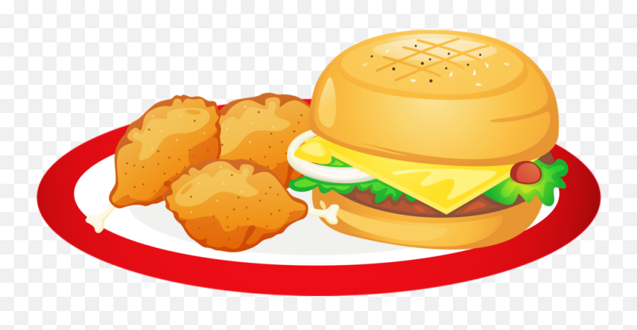 Fast Food Junk Food Hamburger - Plate Of Food Clipart Emoji,Cheeseburger Clipart