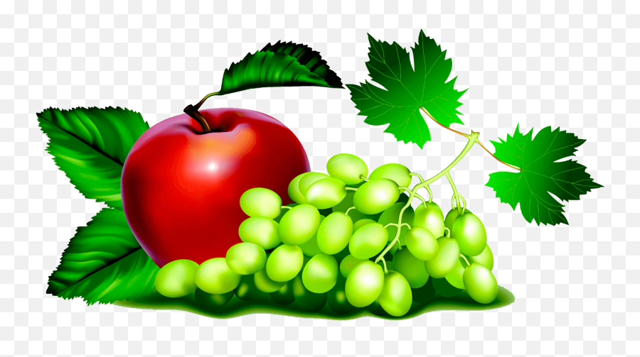 Red Apple And Green Grapes Clipart Free Download - Healthy And Unhealthy Words Emoji,Red Apple Clipart