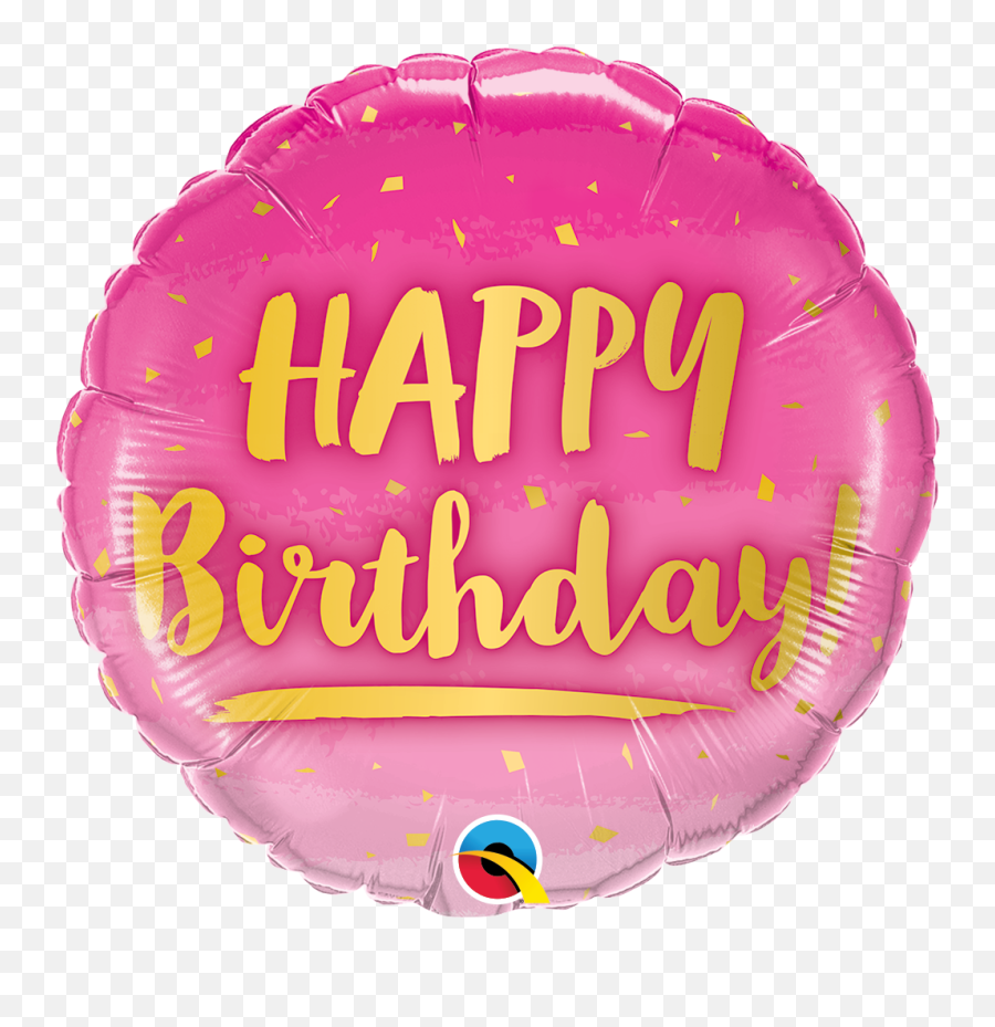 Pink Balloons Png - 18 Round Birthday Gold U0026 Pink Foil Emoji,Gold Balloons Png
