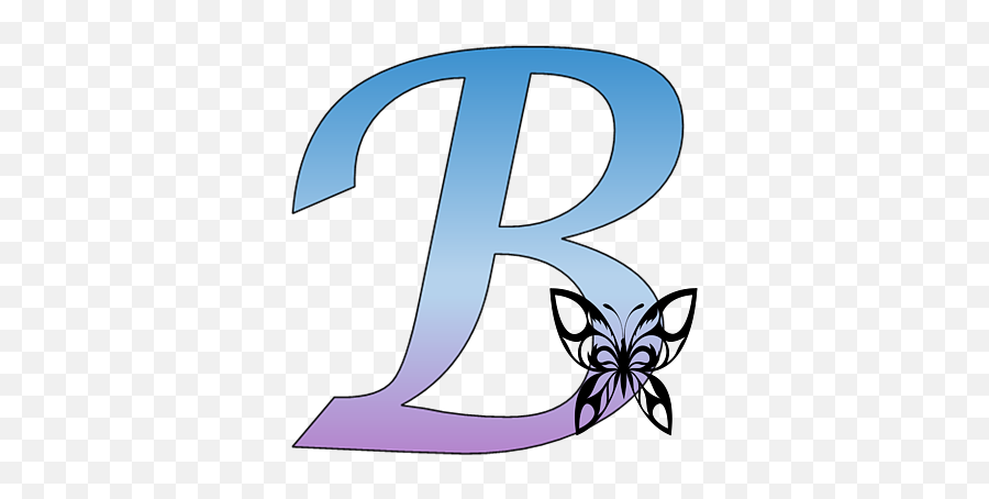 Butterfly Silhouette On Monogram Letter B Gradient Blue Emoji,Letter T Logo