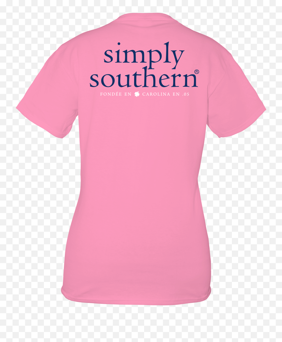 Simply Southern Preppy Classic Basic - Short Sleeve Emoji,Flamingo Logo