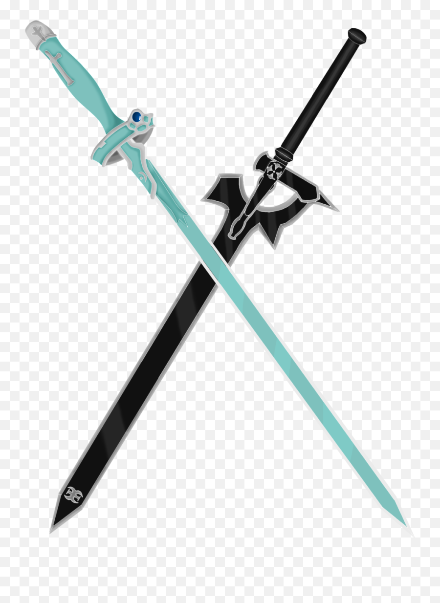 Download Drawn Sword Elucidator - Asuna And Kirito Swords Kirito Anime Sword Emoji,Swords Png