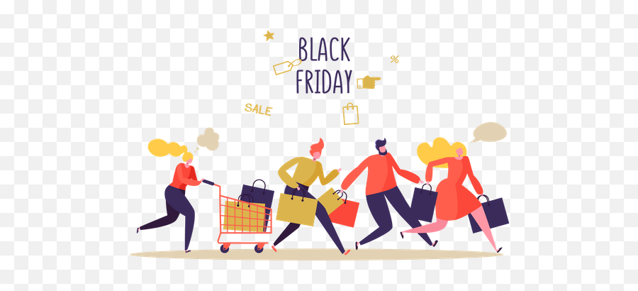 Best Premium People Running For Black Friday Sale Shopping Illustration Download In Png U0026 Vector Format - Customer Consumption Emoji,People Running Png