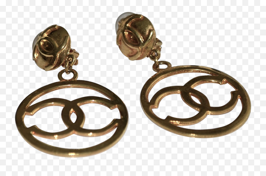 Download Hd Large Iconic Chanel Gold - Chanel Hula Hoop Earrings Emoji,Chanel Cc Logo Earring