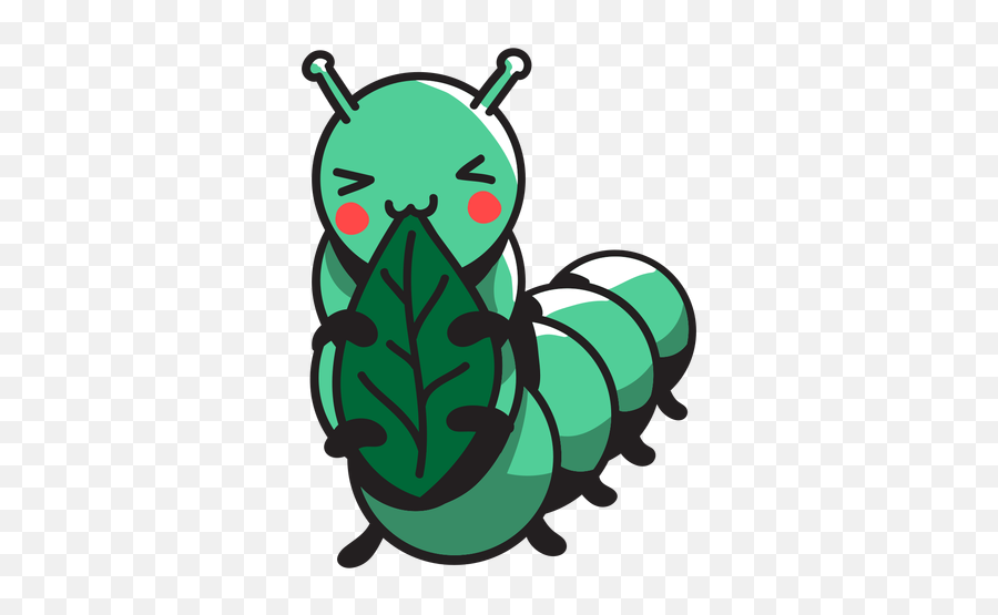 Cute Green Caterpillar Eating Leaf - Transparent Png U0026 Svg Oruga Comiendo Hojas Dibujo Emoji,Leaf Transparent Background