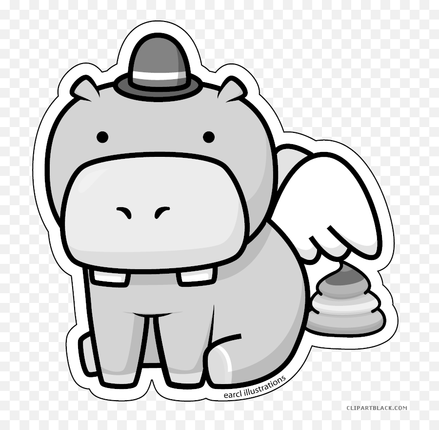 Hippo Animal Free Black White Clipart - Clip Art Emoji,Free Black And White Clipart