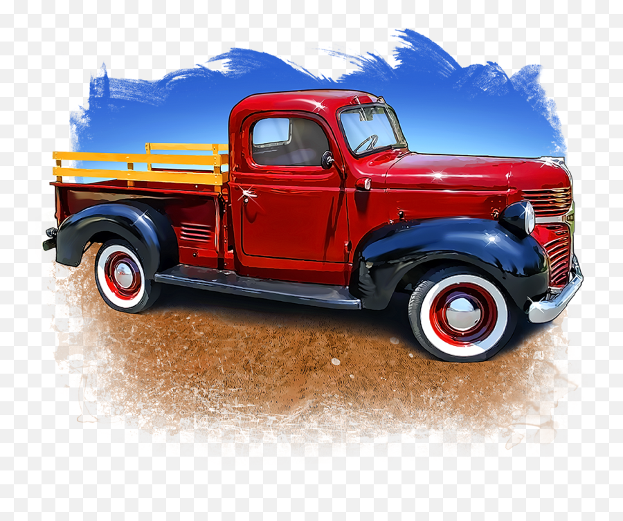 Truck Fabric Custom Print Panel Old Restored Red - Red Old Emoji,Red Truck Png