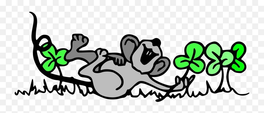 Mouse Playing In Shamrocks Clipart - Clip Art Emoji,Shamrock Clipart Black And White