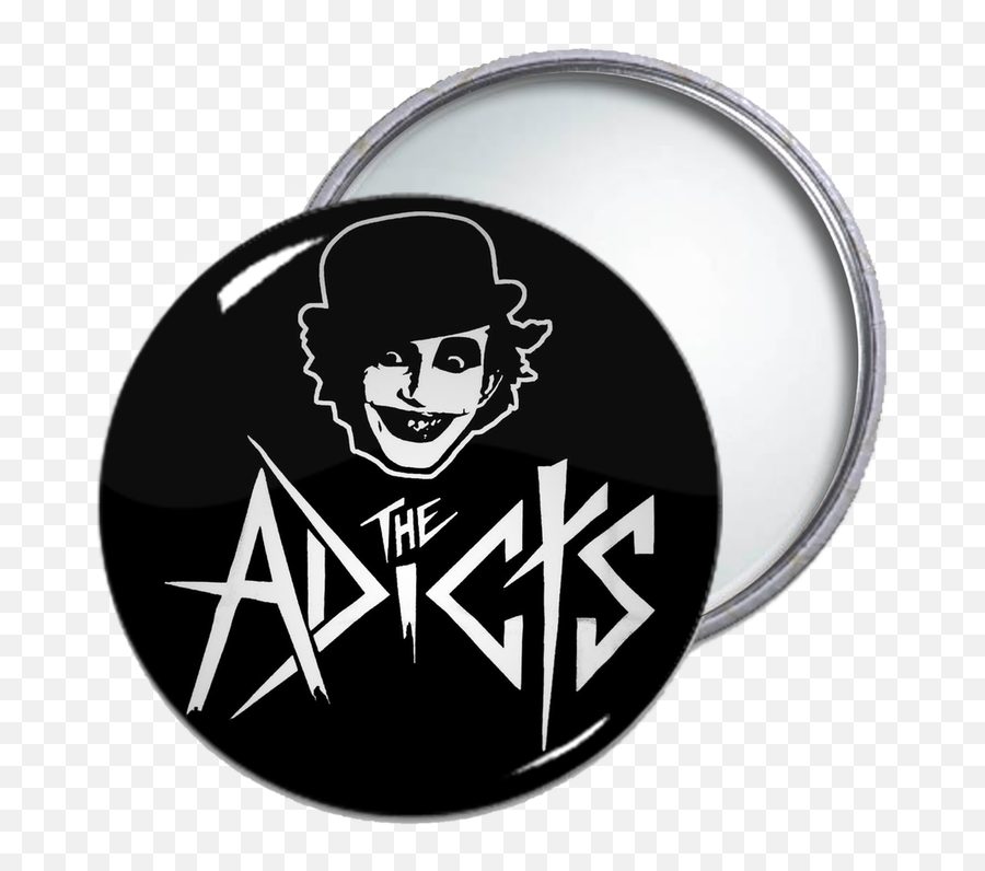 The Adicts - Logo Round Pocket Mirror Adicts Songs Of Praise Vinyl Emoji,Black Mirror Logo