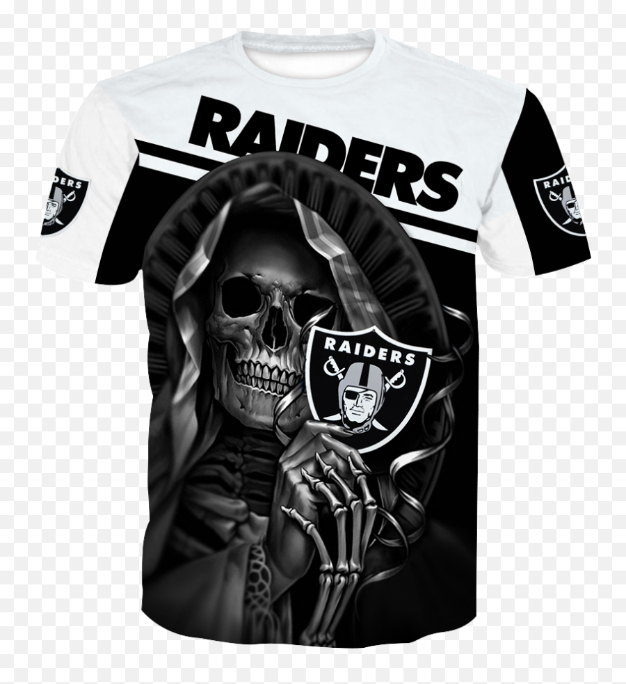Oakland Raiders Skull New All Over - Harley Davidson Tshirt Skull Emoji,Raiders Skull Logo