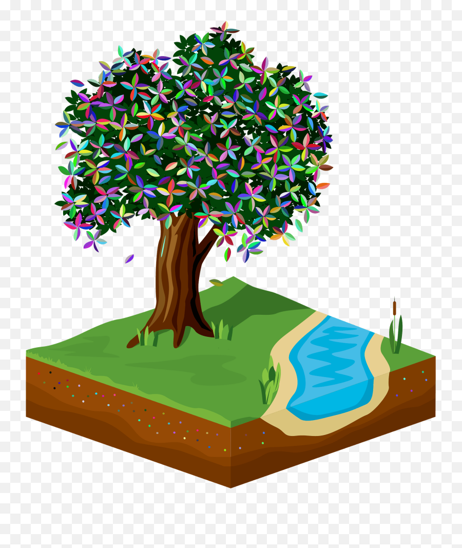 Tree With Multi - Colored Leaves Grass And Pond Clipart Clip Art Emoji,Pond Clipart