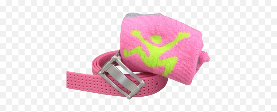 Ladies Pink Set 1 Pink Perforated Belt And Pink Sport Socks Emoji,Logo Belt