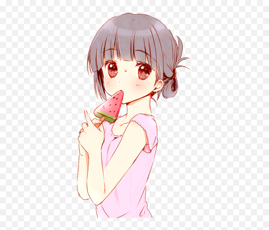 Kawaii Blush Png - Anime Girl Eating A Pink Popsicle Emoji,Anime Blush Png