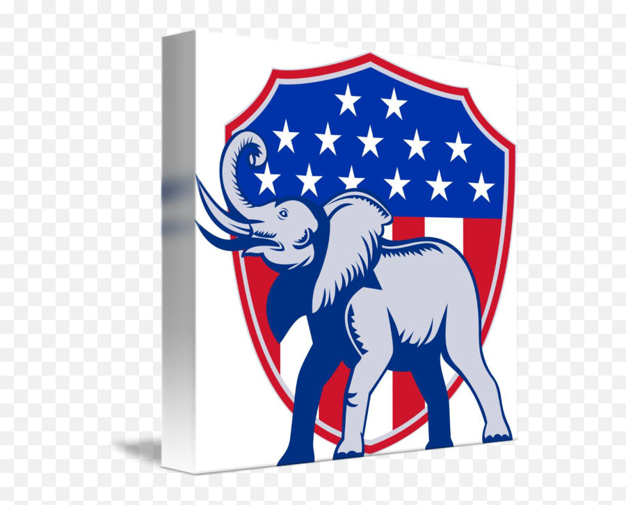 Republican Elephant Mascot Usa Flag By Aloysius Patrimonio - Elephant Emoji,Republican Elephant Logo