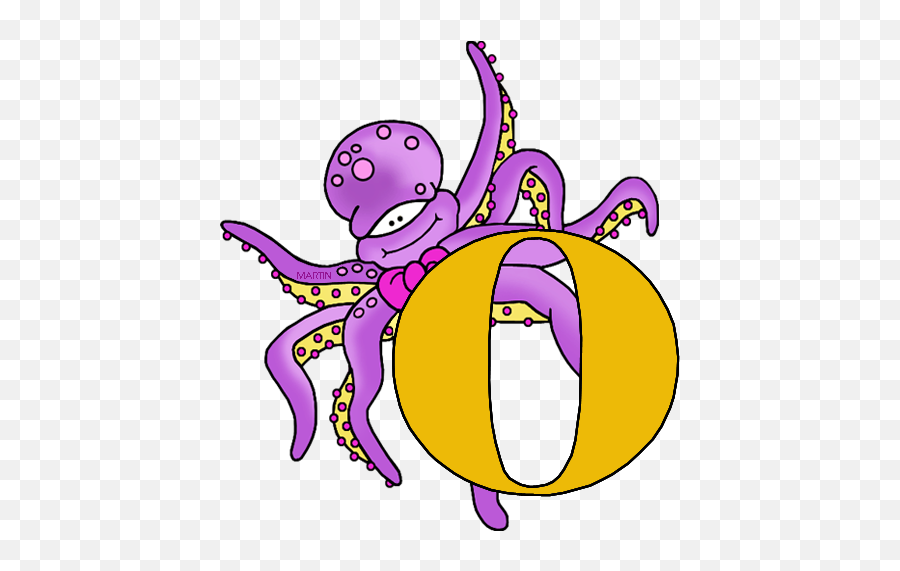Alphabet Clip Art By Phillip Martin Letter O Banner - Cliparts Letter O Octopus Emoji,Abc Clipart