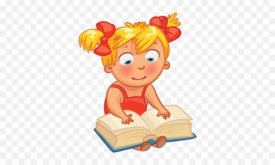 Download Cartoon Girl Reading - Reading Children Background Emoji,Girl Reading Clipart
