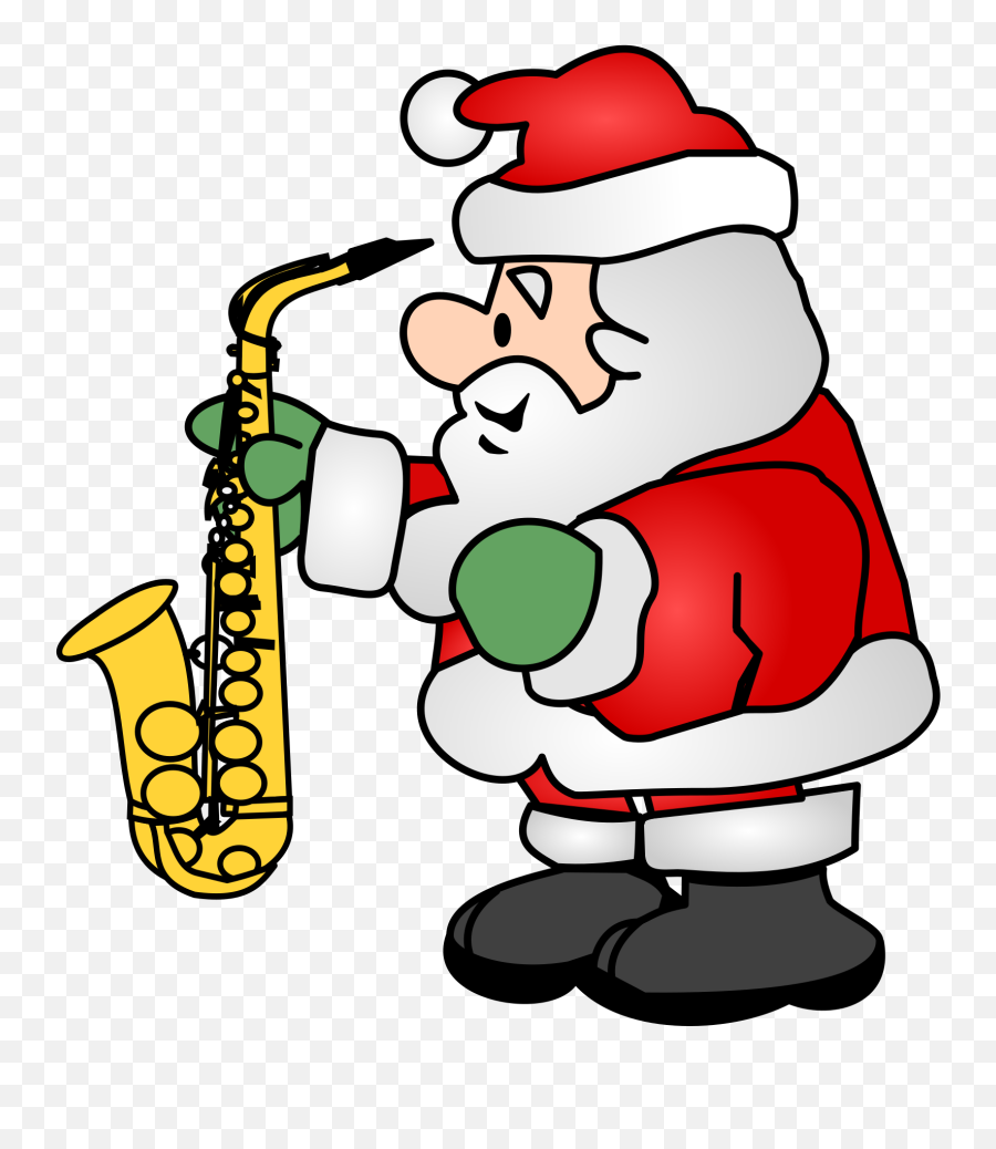 Santa With A Sax - Openclipart Disegno Di Babbo Natale Da Stampare E Colorare Emoji,Saxophone Png
