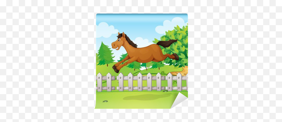 A Horse Jumping Over The Fence Wall Mural U2022 Pixers U2022 We Emoji,Ranch Fence Clipart