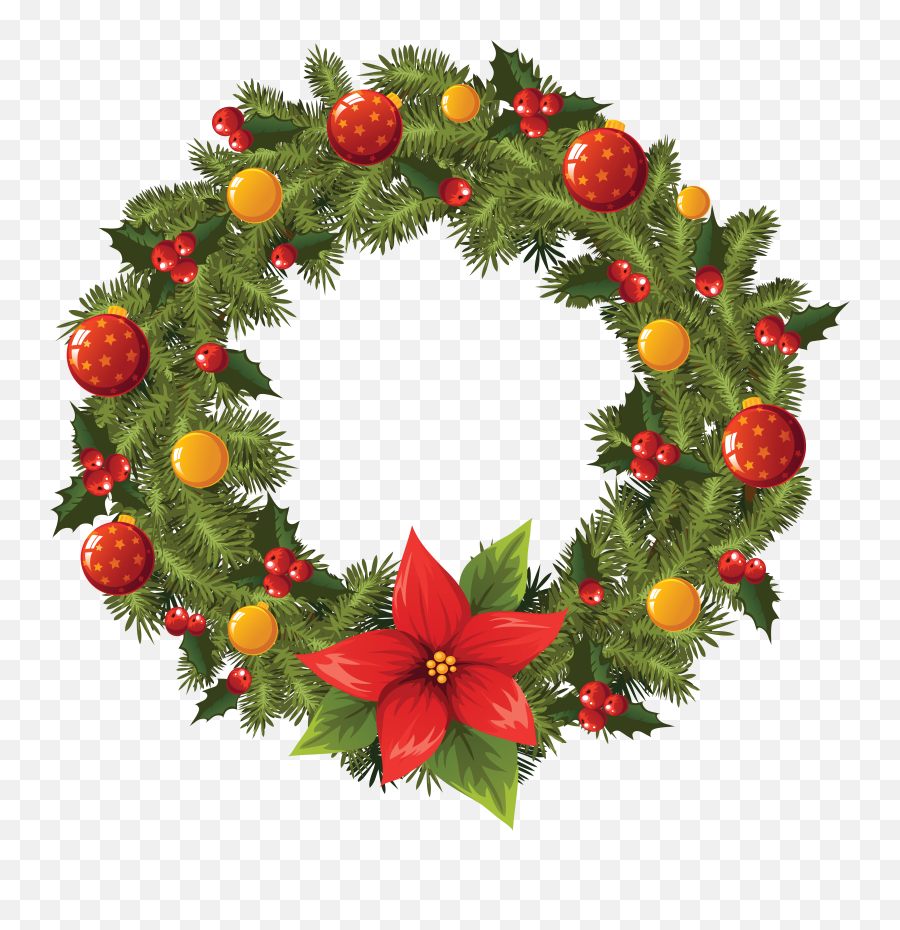 Christmas Wreath Png Png Image With No - Vector Christmas Wreath Clipart Emoji,Christmas Wreath Png
