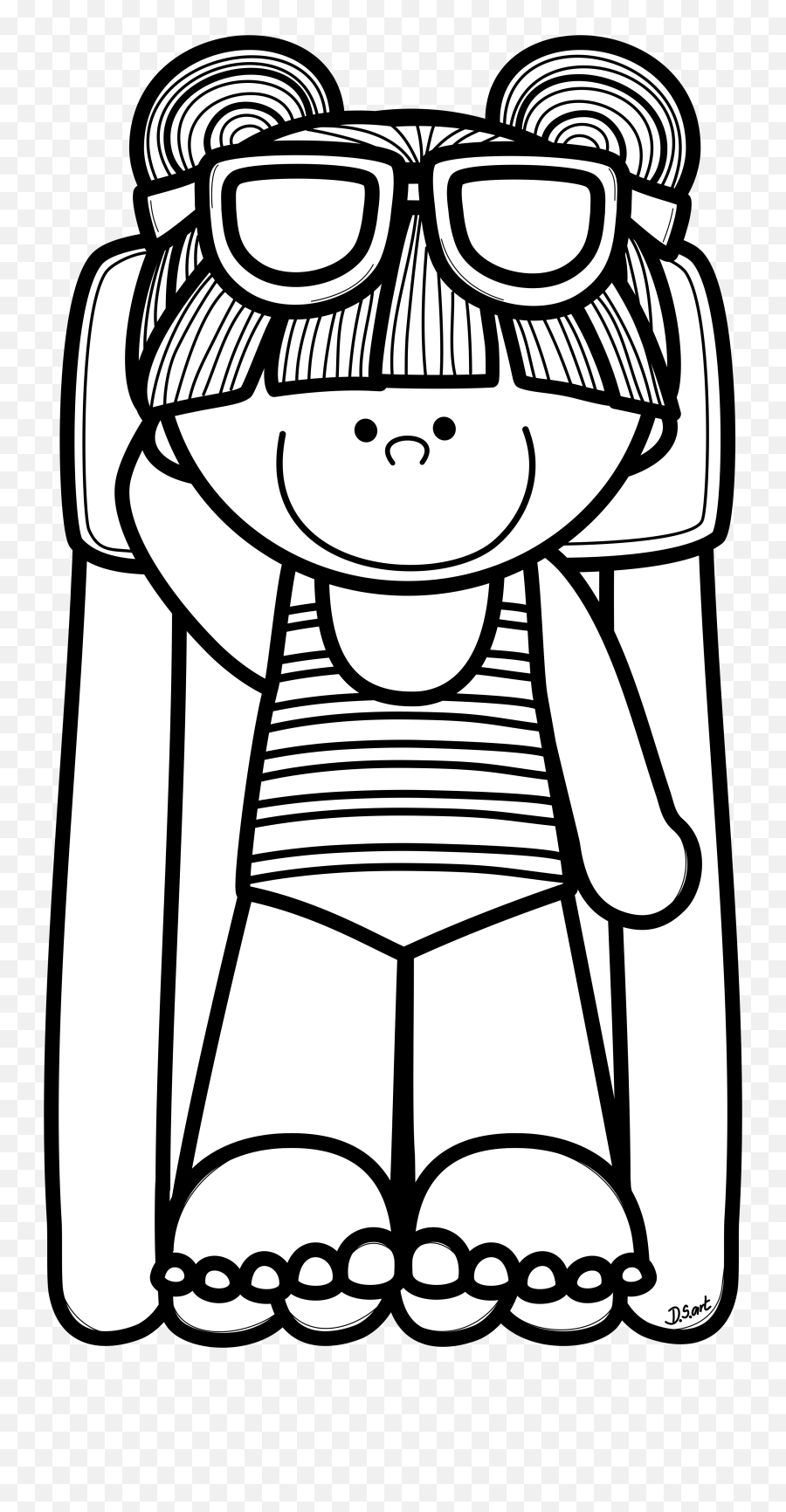 Library Of Coloring Book And Crayons Jpg Transparent Library - Girl Swimming In The Pool Colouring Page Emoji,Quiet Clipart