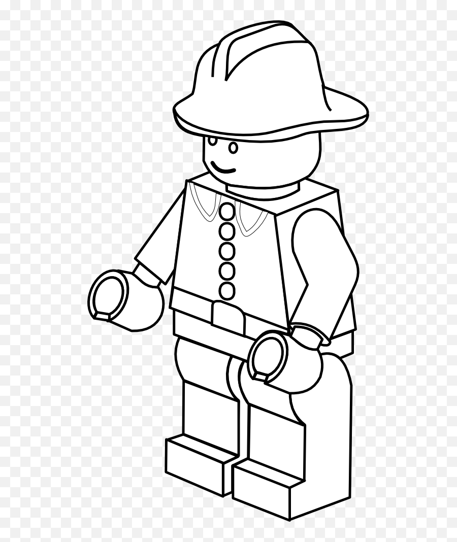Lego Town Fireman Black White Art - Freeclipartorg Lego Lego Fireman Clipart Black And White Emoji,Town Clipart