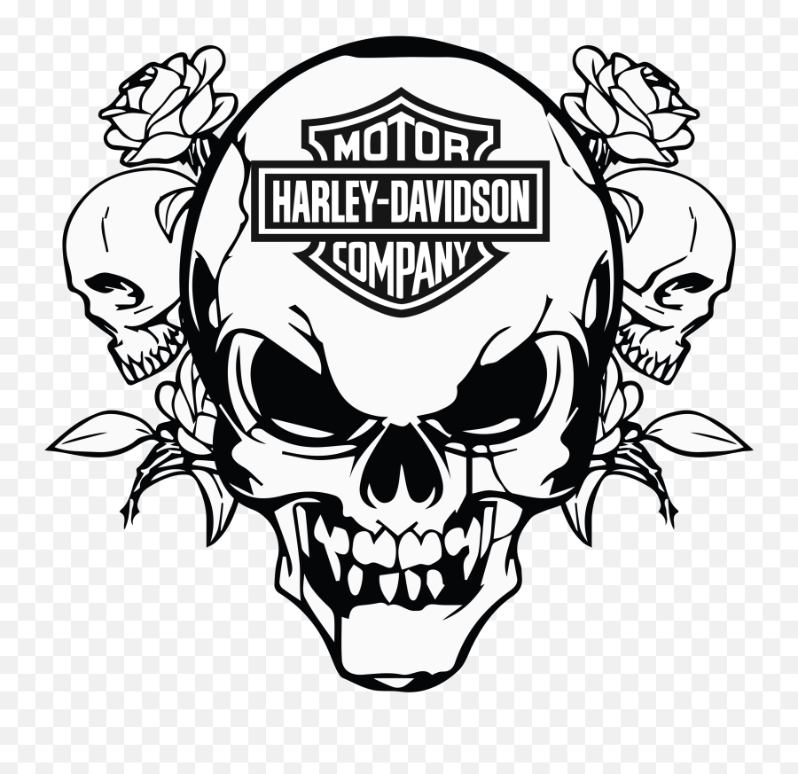 Motorcycle Clipart Skull Motorcycle - Harley Davidson Svg Emoji,Harley Davidson Logo Outline