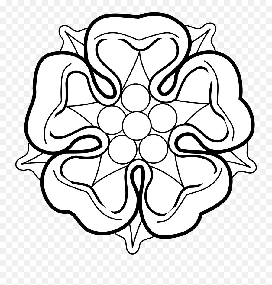 Rose Clipart Black And White Rose Black And White - Tudor Rose Pattern Colouring Emoji,Flower Clipart Black And White