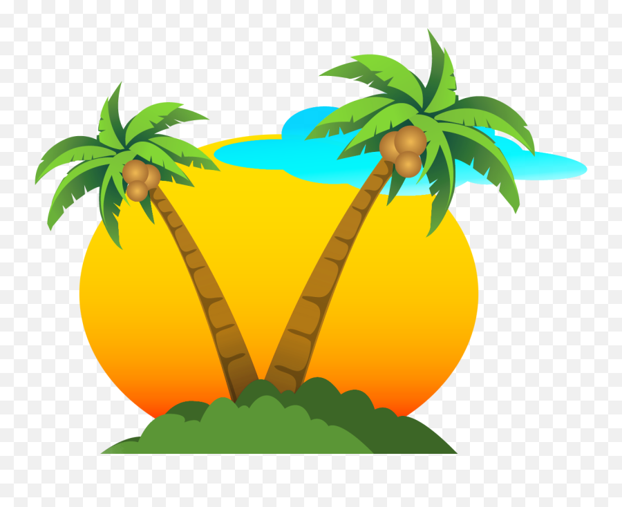 Palms And Sun Png Vector Clipart Png - Summer Png Clipart Emoji,Summer Clipart