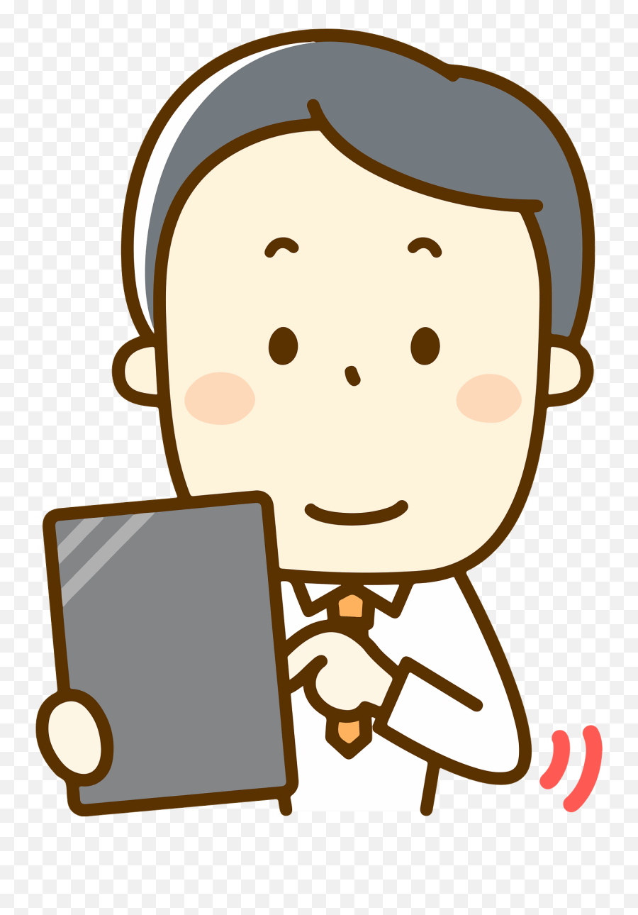 James Businessman Is Using His Tablet Clipart Free Emoji,Tablet Clipart