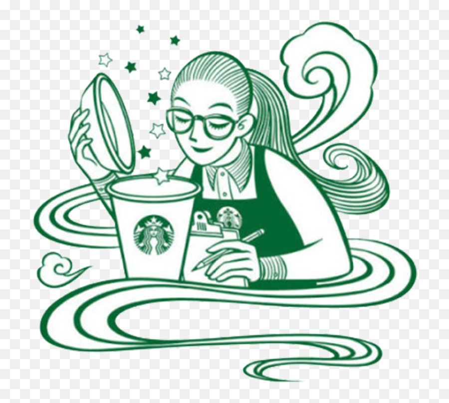 Download Tea Coffee Poster Illustration - Starbucks New Logo Starbucks Illustration Emoji,Starbucks Coffee Logo