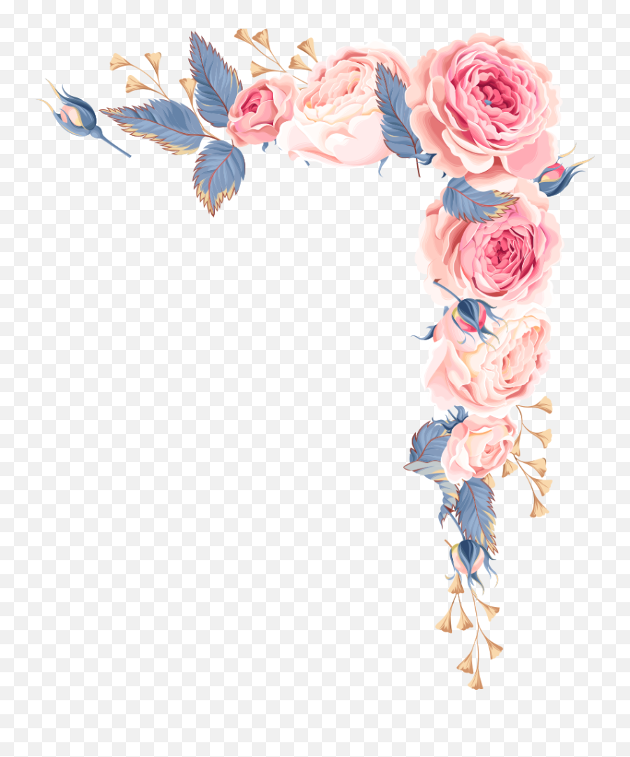 Wedding Decoration Png - Pink Decorative Material Painted Transparent Blue And Pink Flowers Png Emoji,Decorative Png